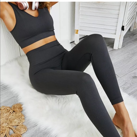 Pants - New Black leggings tights and matching sports bra